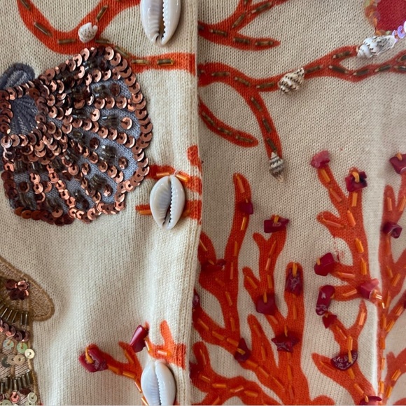 Just B Coral and Shell Cardigan - Picture 3 of 5